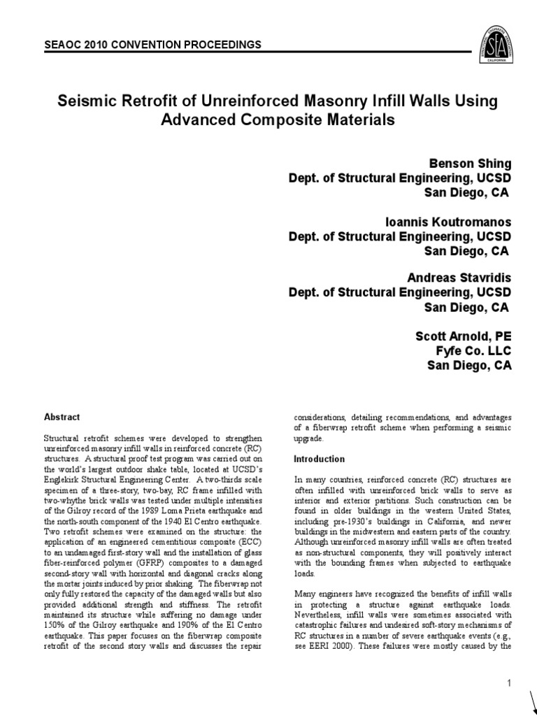 Seismic Retrofit of Masonry Infill Walls | PDF | Earthquake Engineering ...