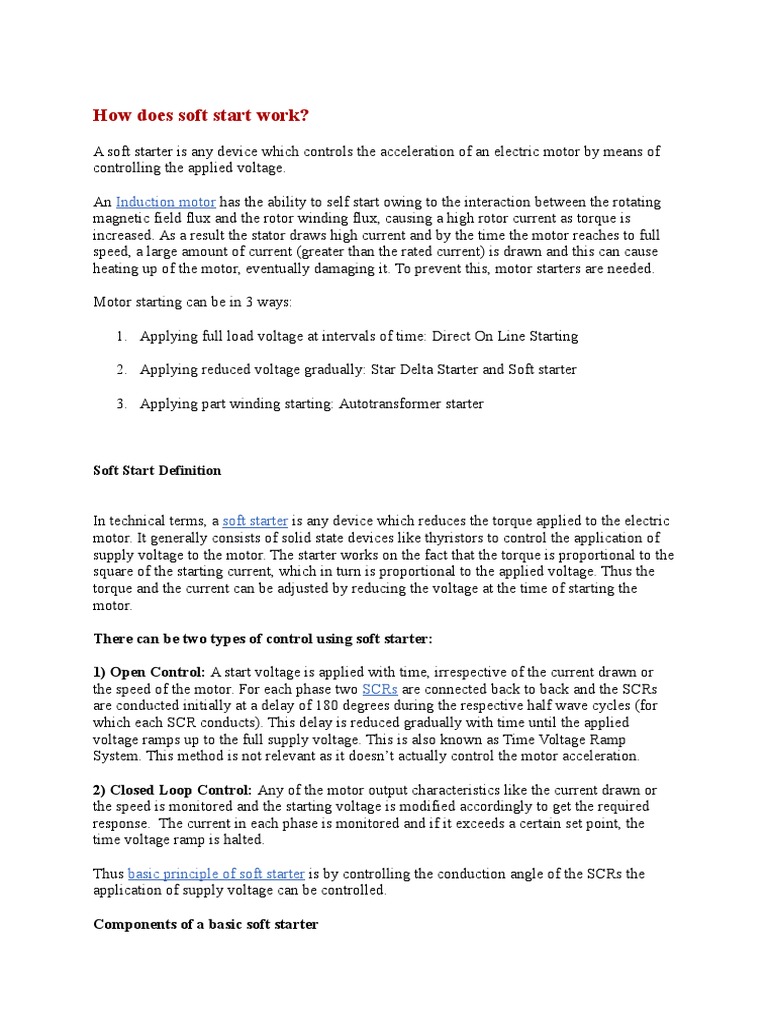 How Does Soft Start Work Engines Electronic Engineering