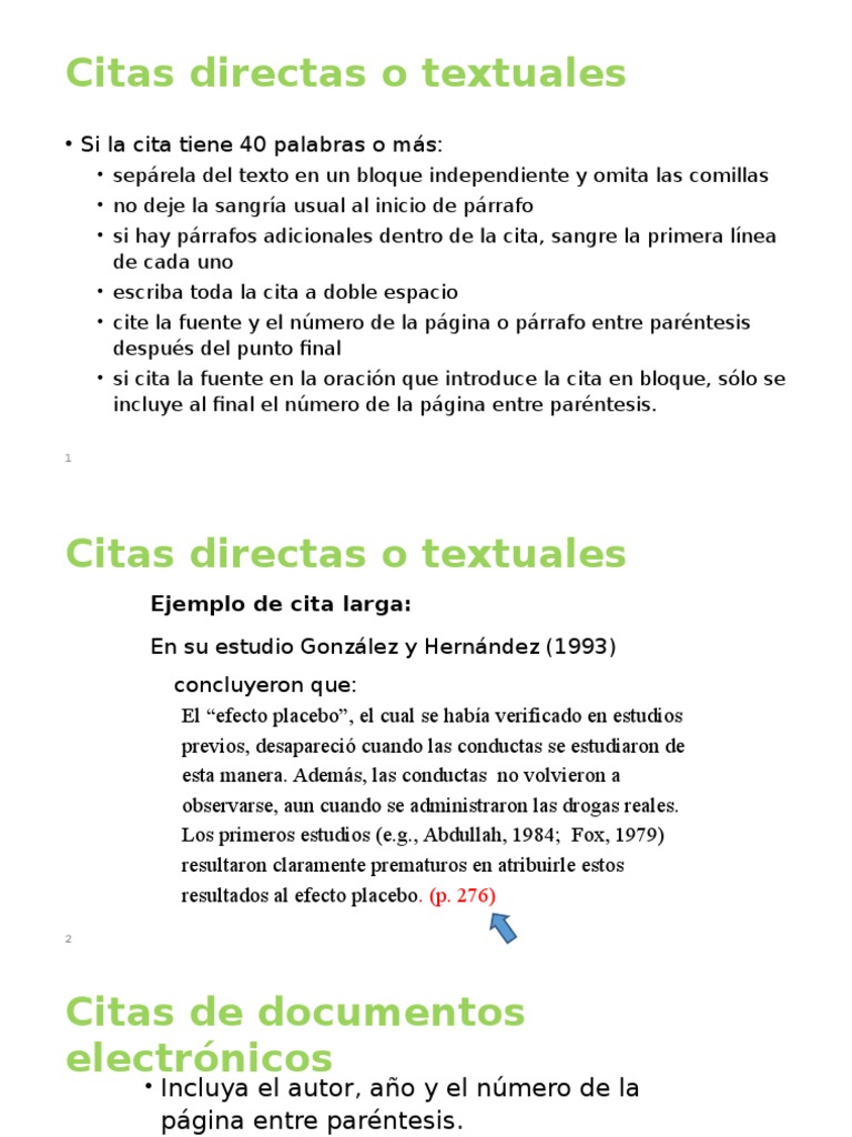 Apa Citas Directas o Textuales Comillas Texto