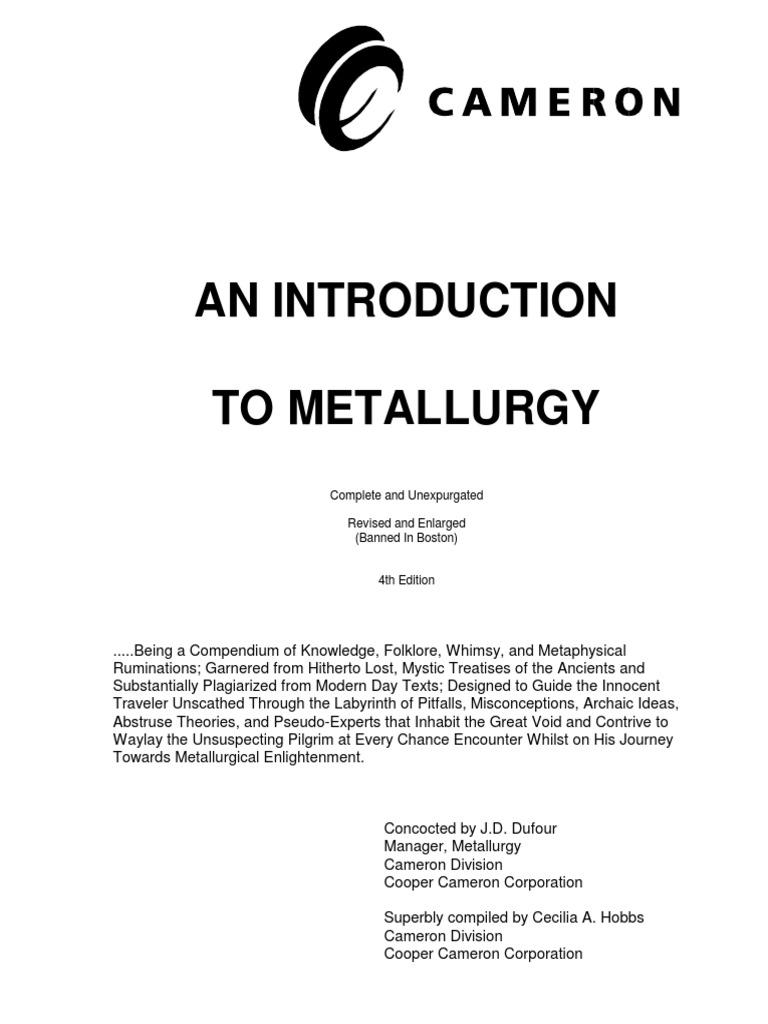 Introduction To Metalurgy PDF | PDF