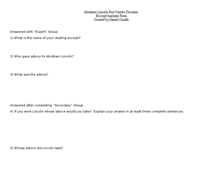 Excerpt Analysis Form | PDF