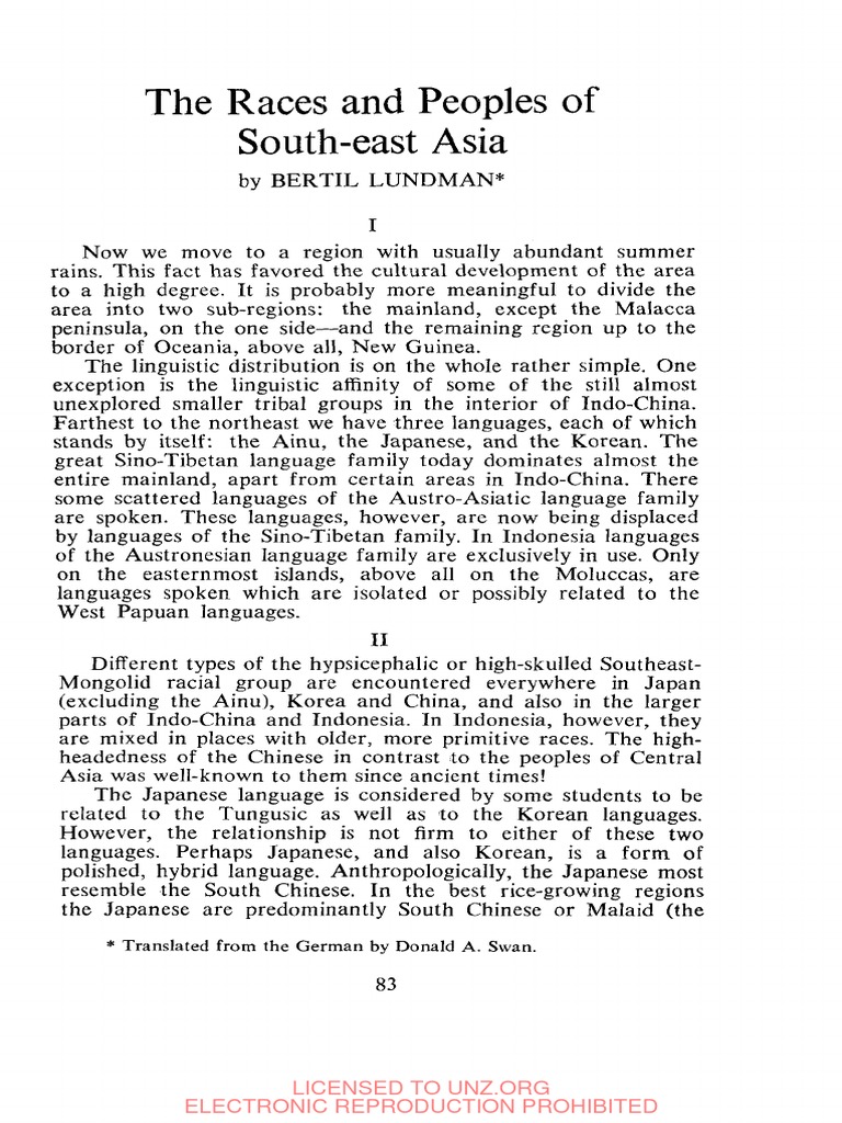 Races of Southeast Asia | PDF | Indonesia | Japanese Language