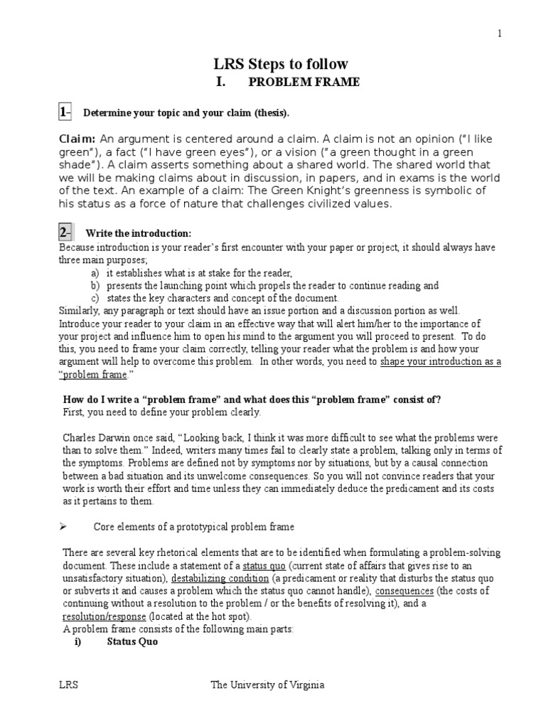 Crafting a Problem Frame for Arguments | PDF | Article 50 Of The Treaty ...