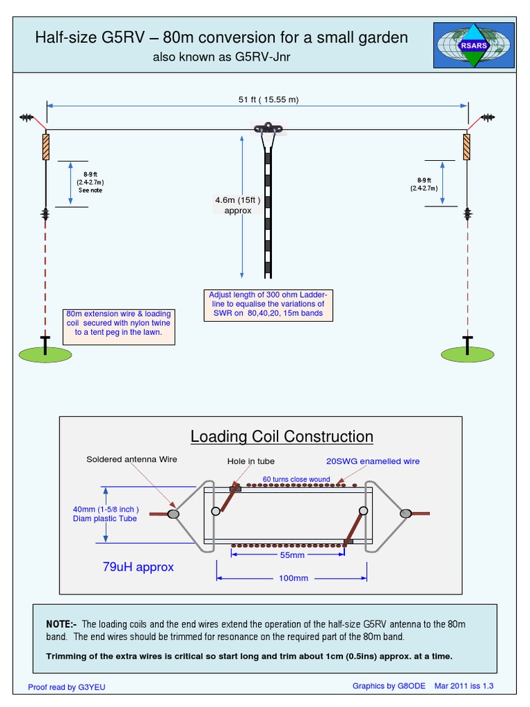 Half Size g5rv 80m Conversion Smalll Garden Antenna Iss 1 3