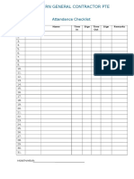 Modern General Contractor Pte LTD: Attendance Checklist