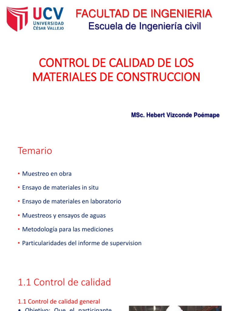 Control de Calidad en Materiales de Construcción | PDF | Calidad ...