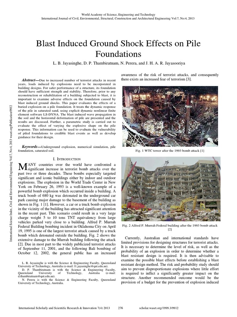 Blast Induced Ground Shock Effects On Pile Foundations PDF | PDF ...