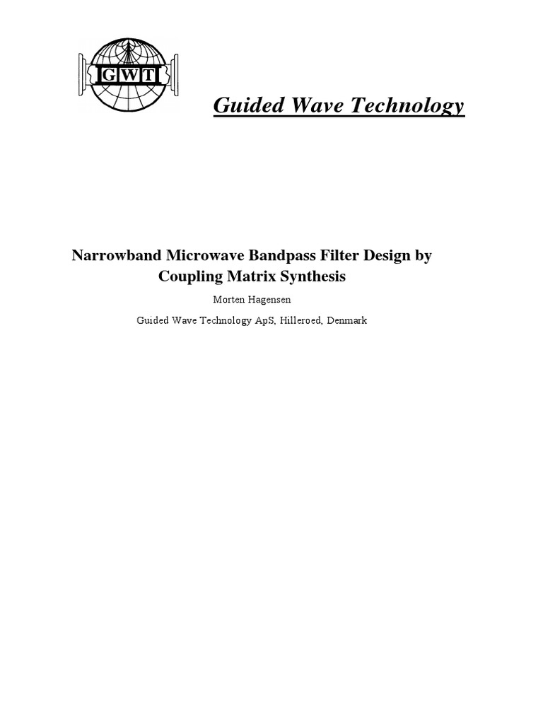 Hagensen3 Narrowband Microwave Bandpass Filter Design by Coupling