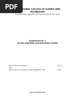 National College of Science and Technology: Experiment No. 3 Active Low-Pass and High-Pass Filters