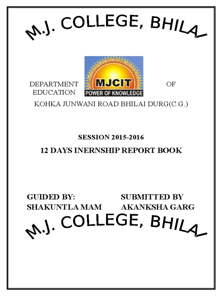 Department OF Education Kohka Junwani Road Bhilai Durg (C.G.) PDF
