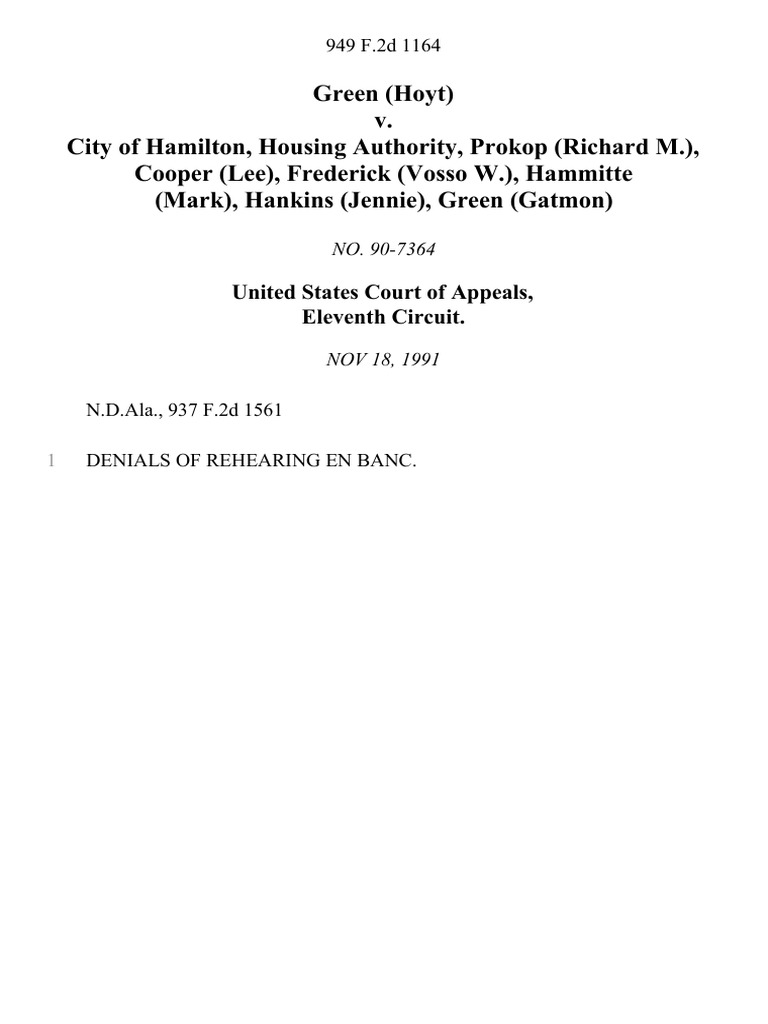 Green (Hoyt) v. City of Hamilton, Housing Authority, Prokop (Richard M