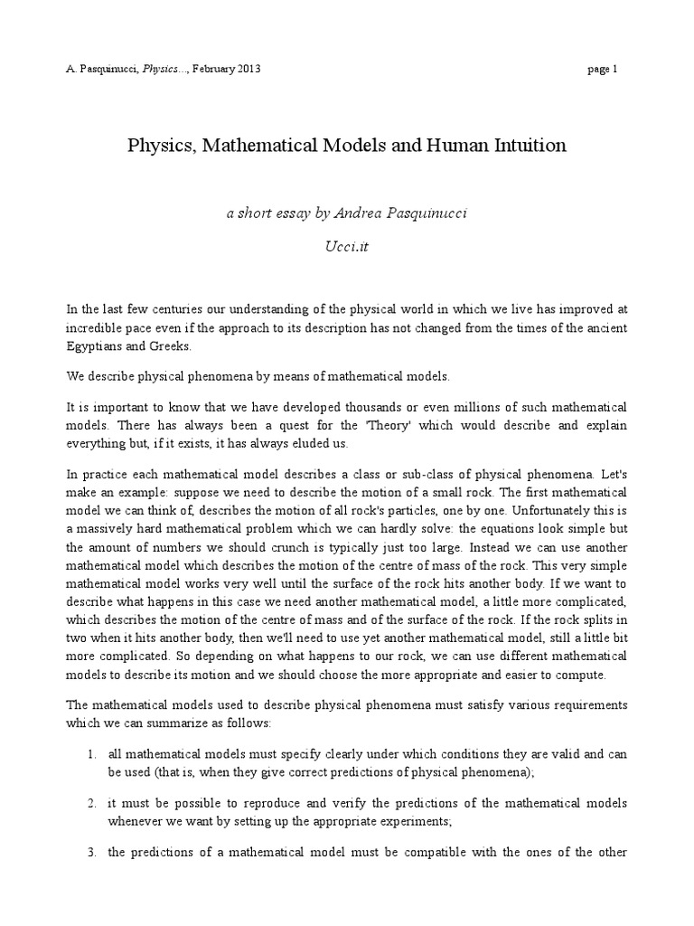 Mathematical Models in Physics Explained | PDF | Mathematical Model ...
