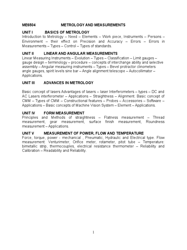 Metrology and Measurement Principles | PDF | Calibration | Pressure ...
