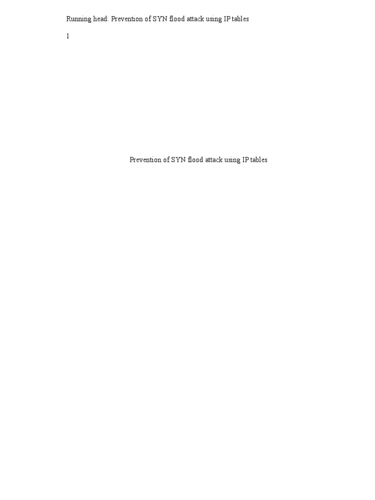 SYN Flood | PDF | Transmission Control Protocol | Denial Of Service Attack