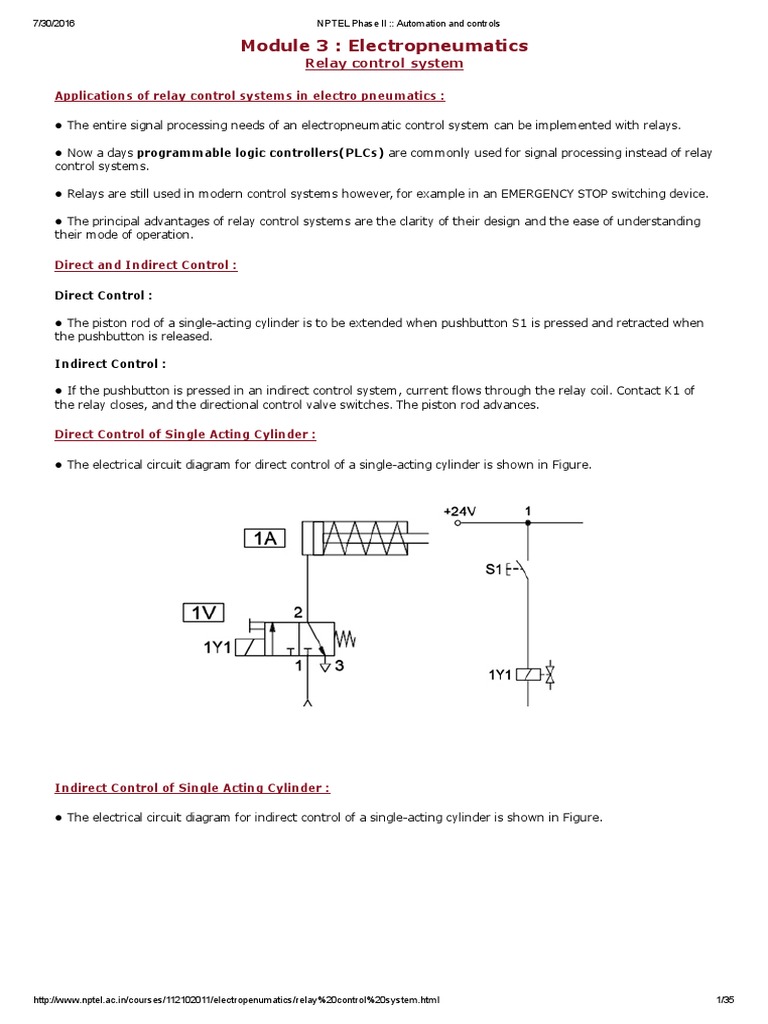 Electropneumatics Relay Control System PDF Relay Switch