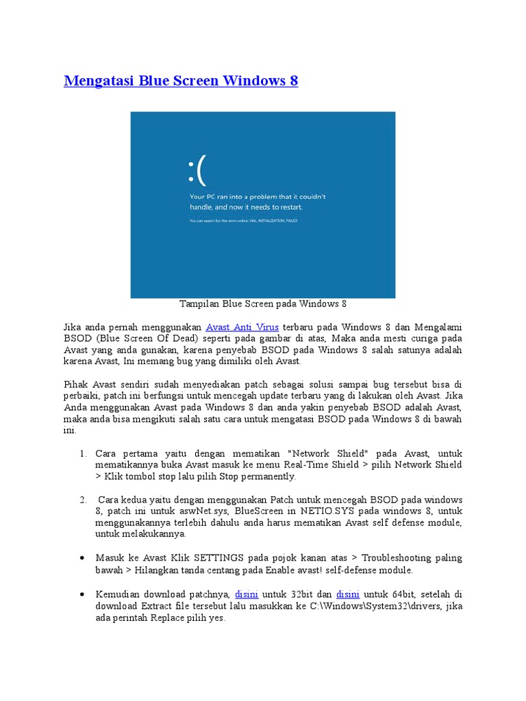 Cara Memperbaiki Blue Screen Pada Komputer - Simak Gambar 