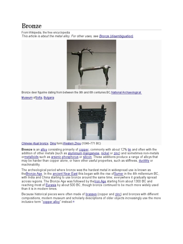 Bronze: This Article Is About The Metal Alloy. For Other Uses, See ...