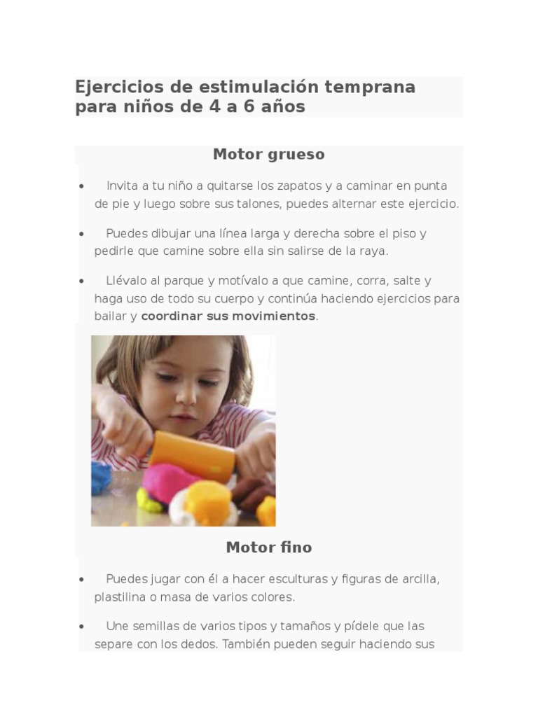 Ejercicios de Estimulación Temprana para Niños de 4 A 6 Años | PDF | Ocio
