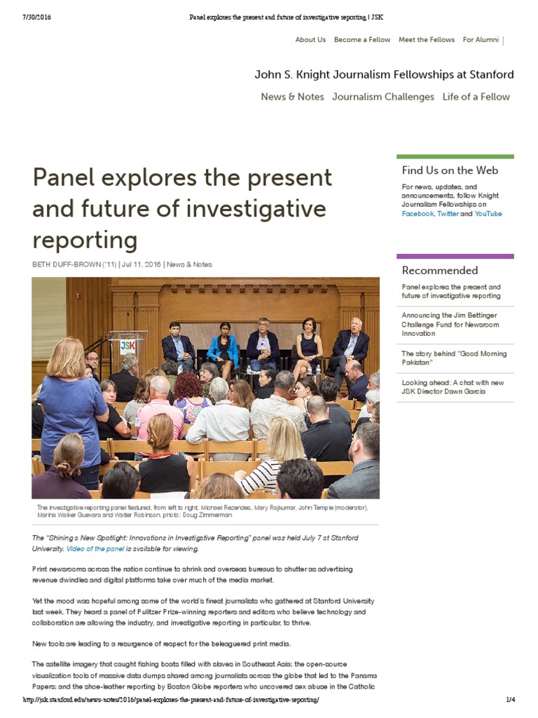 Panel Explores The Present and Future of Investigative Reporting - JSK ...