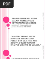Download presentasi - Kewarganegaraan PERAN GENERASI MUDA DALAM MEMBANGUN KETAHANAN NASIONAL - Mei 2010 by Adhicipta R Wirawan SN31975430 doc pdf