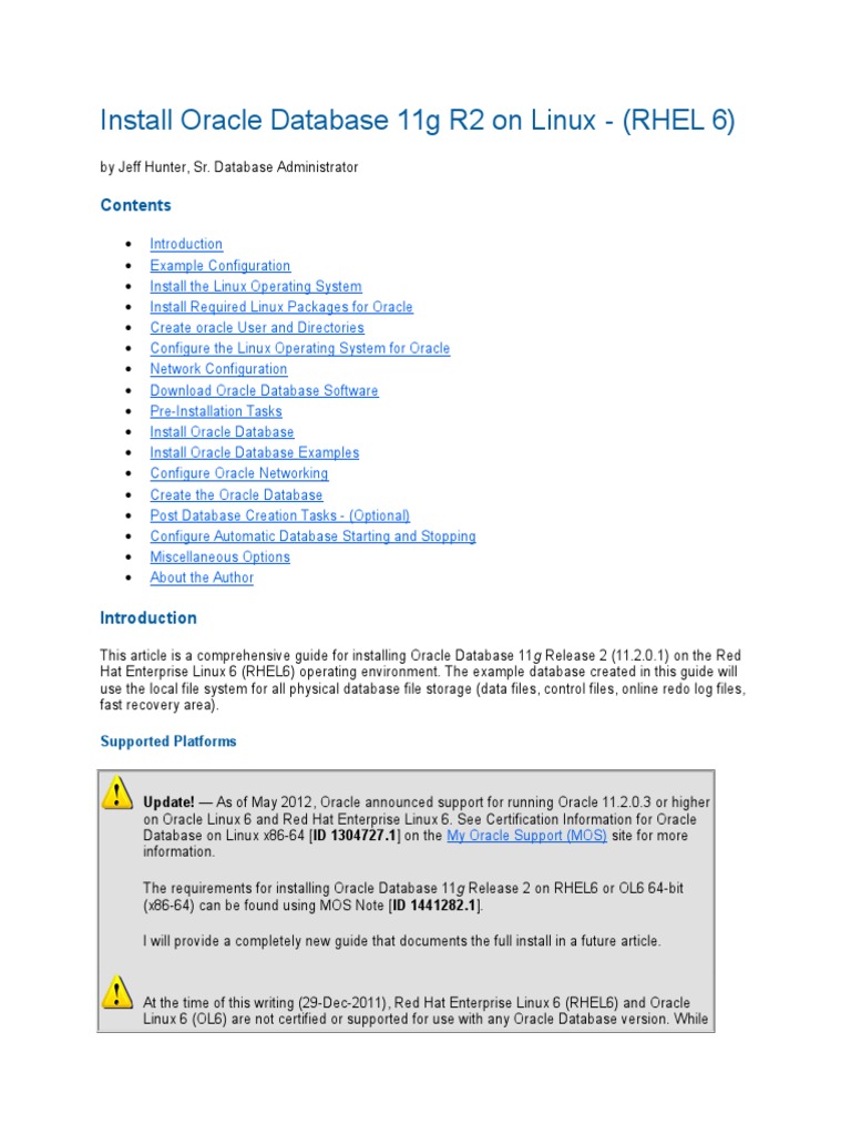 Install Oracle Database 11g R2 On Linux Oracle Database 64 Bit Computing