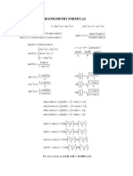 Trigonometry Formulas: X X X X X X