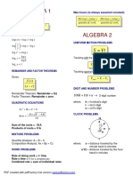 math formula summary sheet