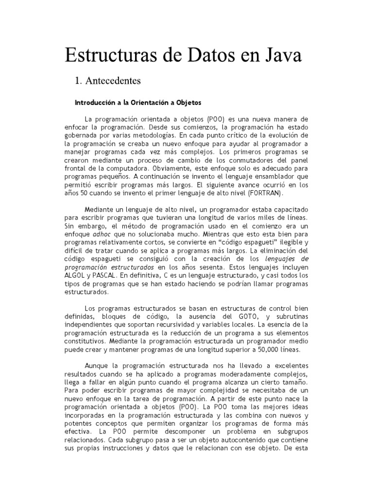 Estructura De Datos En Java Pdf Objeto Informática Estructura