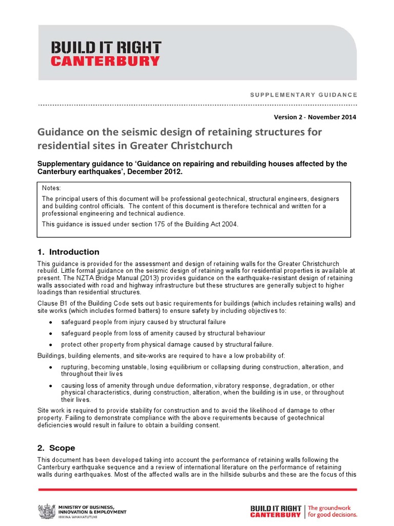 Guidance On The Seismic Design of Retaining Walls | PDF | Geotechnical ...