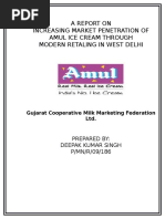 A Report On Increasing Market Penetration of Amul Ice Cream Through Modern Retaling in West Delhi