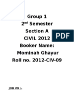 Group 1 2 Semester Section A CIVIL 2012 Booker Name: Roll No. 2012-CIV-09