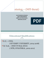 PHD Admission - (Nit-Surat) : Santhosh Kumar D Asst - Professor Dept - of Civil Engg. Smvitm, Udupi