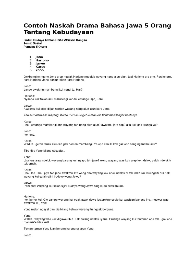 Contoh Naskah Drama 5 Orang Tentang Pendidikan Singkat 