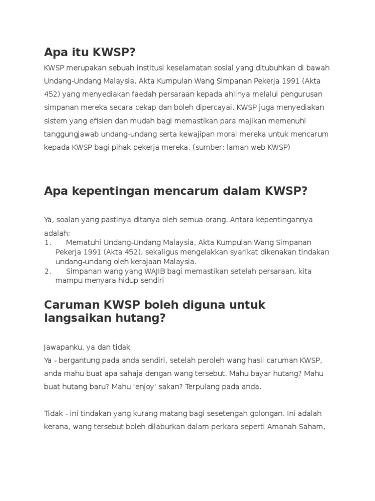 Apa Itu KWSP  PDF
