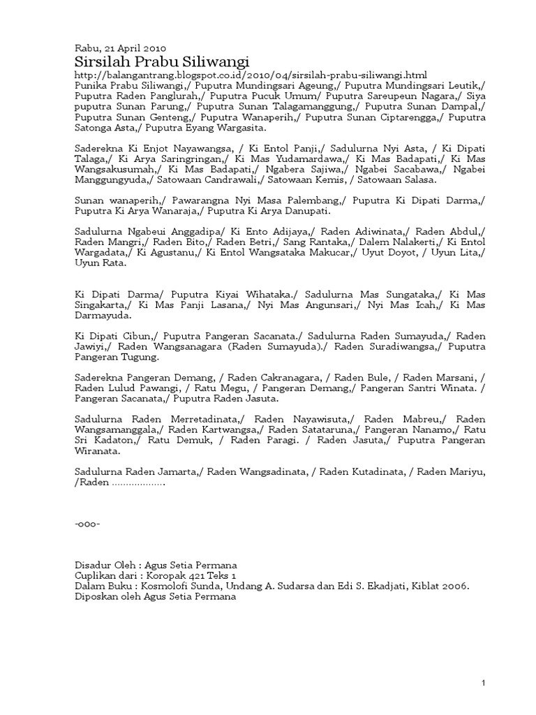 Sirsilah Prabu Siliwangi Naskah Pdf Griya Taman