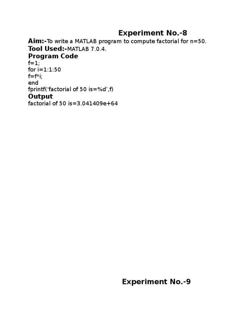 MATLAB Programs for Mathematical Computations | PDF