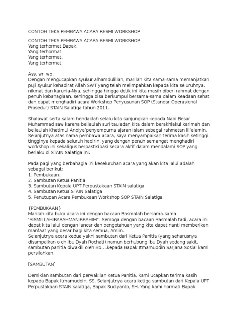 Contoh Teks Pembawa Acara Resmi