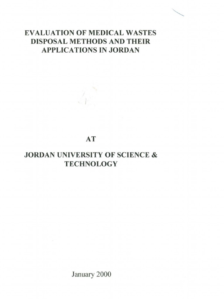 12 Evaluation of Medical Wastes DISPOSAL METHODS AND THEIR APPLICATIONS IN JORDAN PDF