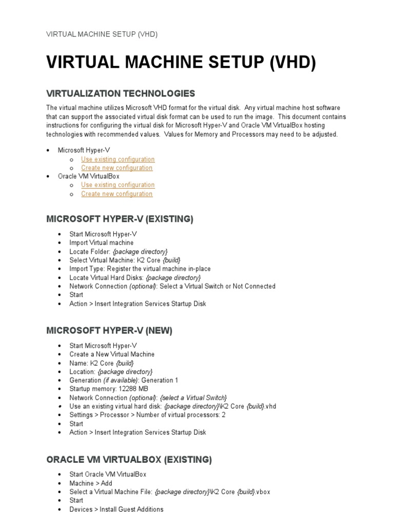 Virtual Machine Setup (VHD) | PDF
