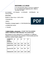 MOCK-1 10 QUESTIONS (2.7.2016) : Table Carefully and Answer The Questions