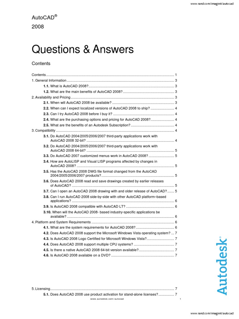 Autocad08 Questions and Answers Auto Cad Autodesk