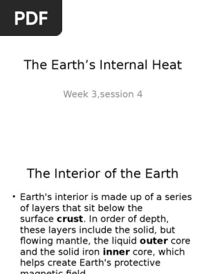 The Earth S Internal Heat Week 3 Session4 Structure Of The