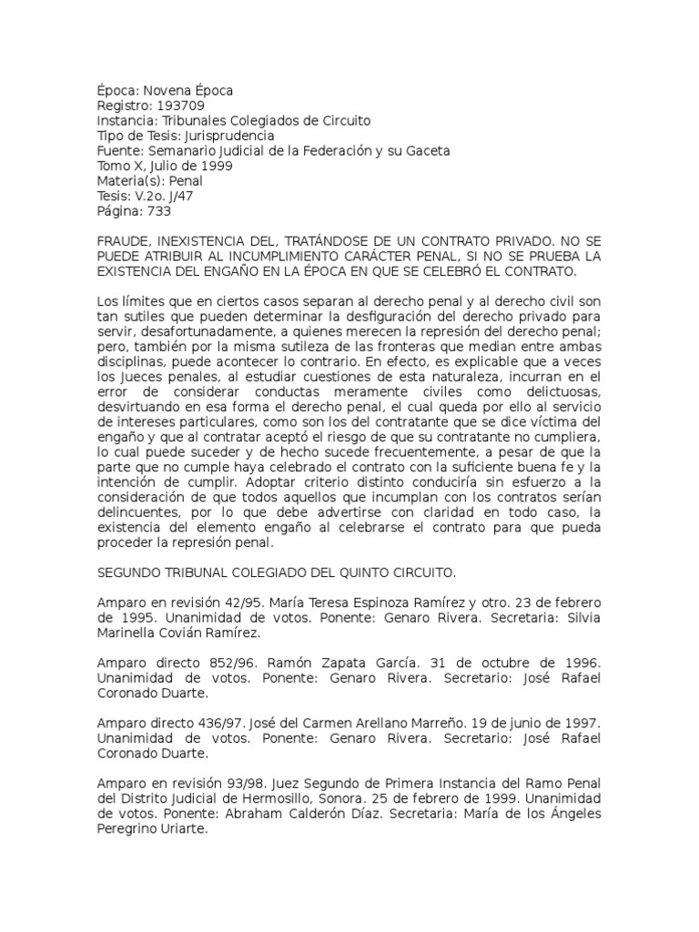 Inexistencia de Fraude en Contratos | PDF | Derecho penal | Caso de ley