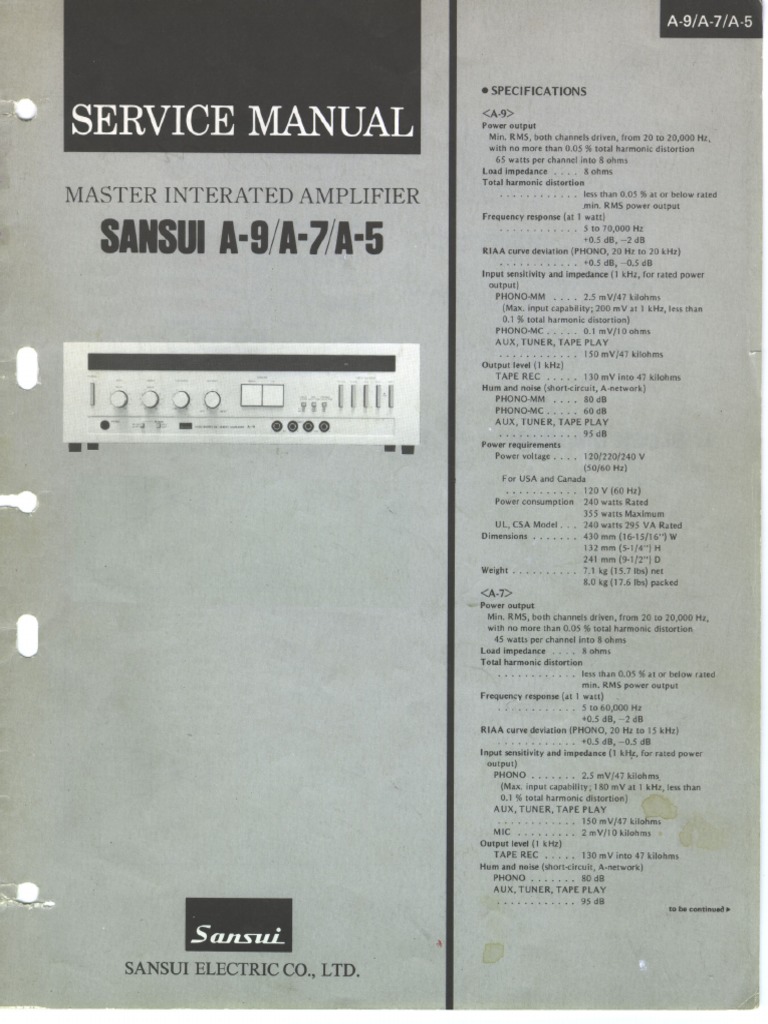 Sansui A5 A7 A9 Service Manual | PDF