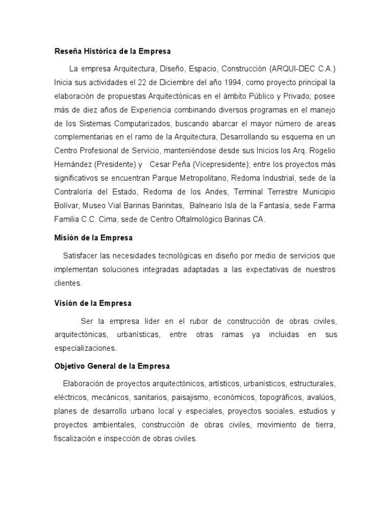 Reseña Histórica de La Empresa | PDF | Diseño | Toma de decisiones