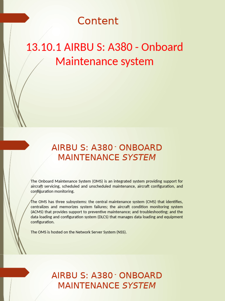 Airbus a380 Onboard Maintenance System Air Traffic Control Aircraft