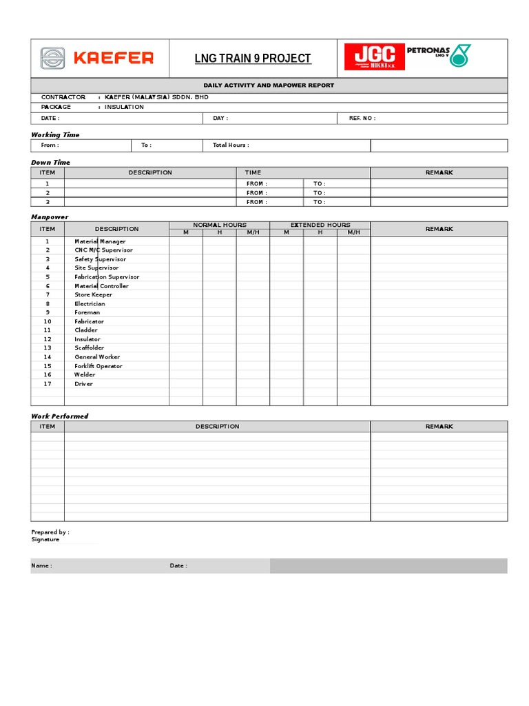 Daily Activity Report Template