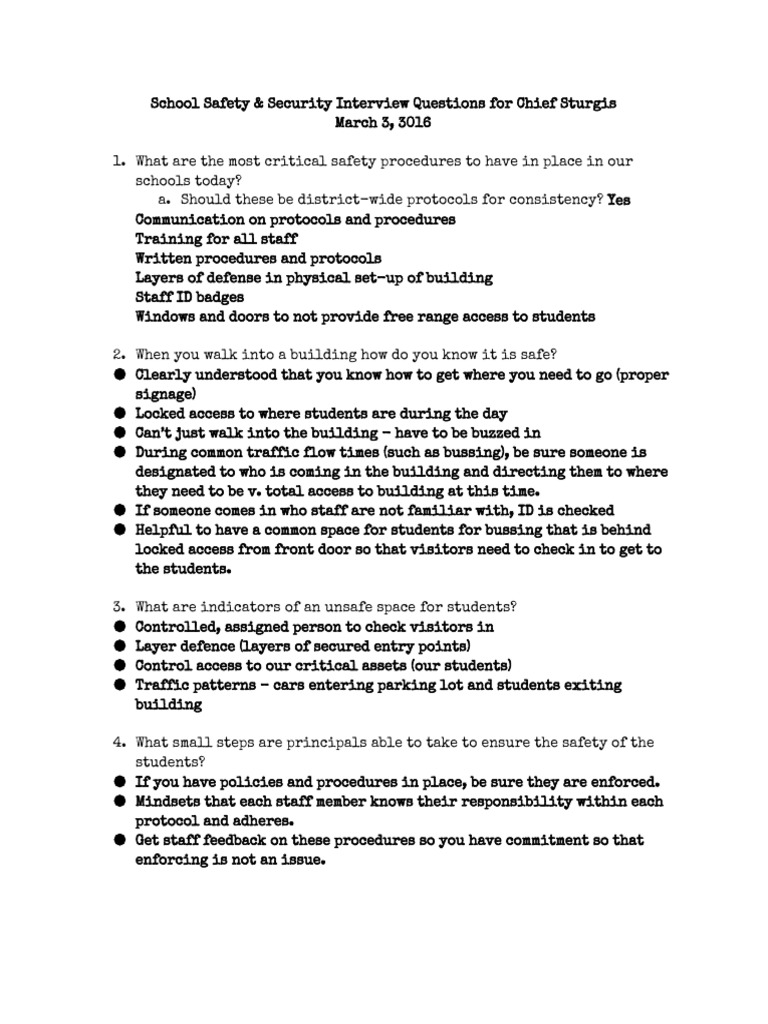 school safety security interview questions Police Officer Police