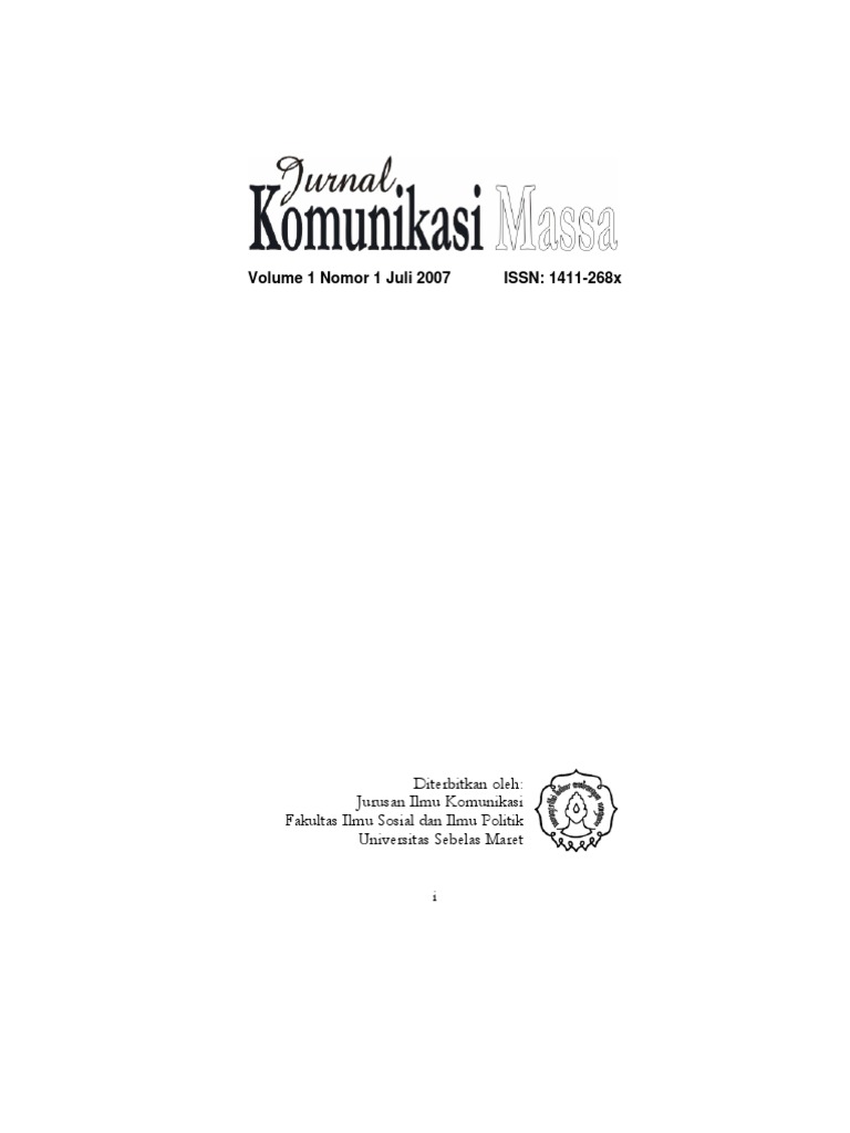 Jurnal Komunikasi Massa Vol 1 No 1 Juli 2007