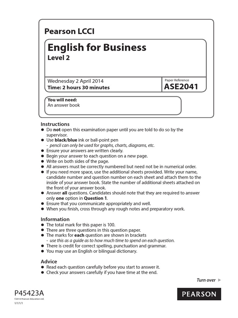 English for Business L2 Past Paper Series 2 2014.pdf Shift Work